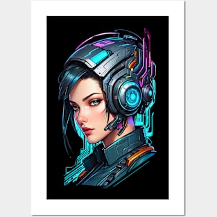 Cyberpunk Futuristic girl comic art design Posters and Art